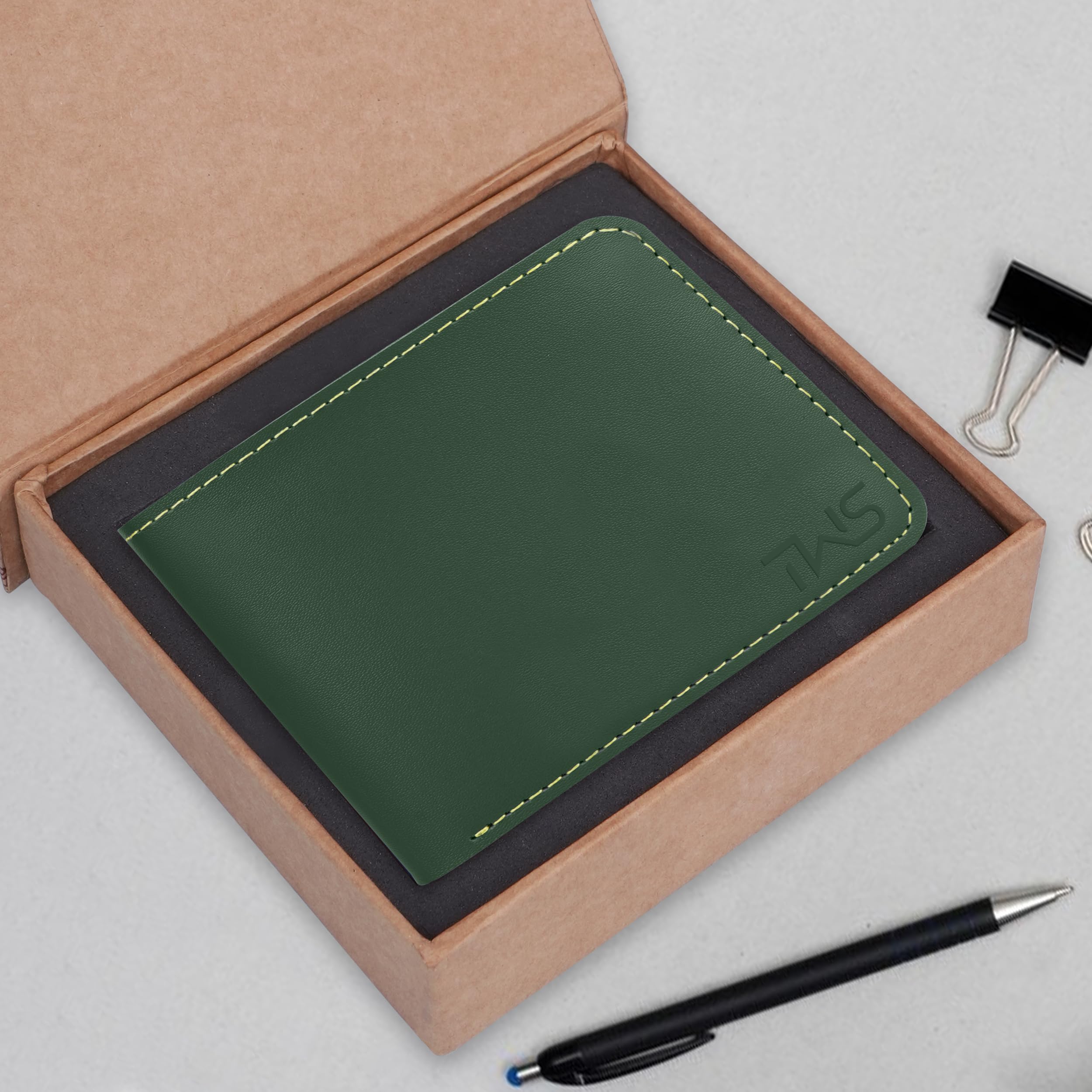 The Wallet Store Vegan Leather Wallet For Men - Green view 2