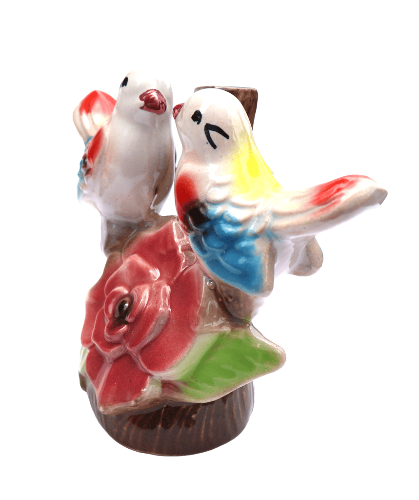 Vibrant Ceramic Love Birds and Rose Figurine for Home Decor view 2
