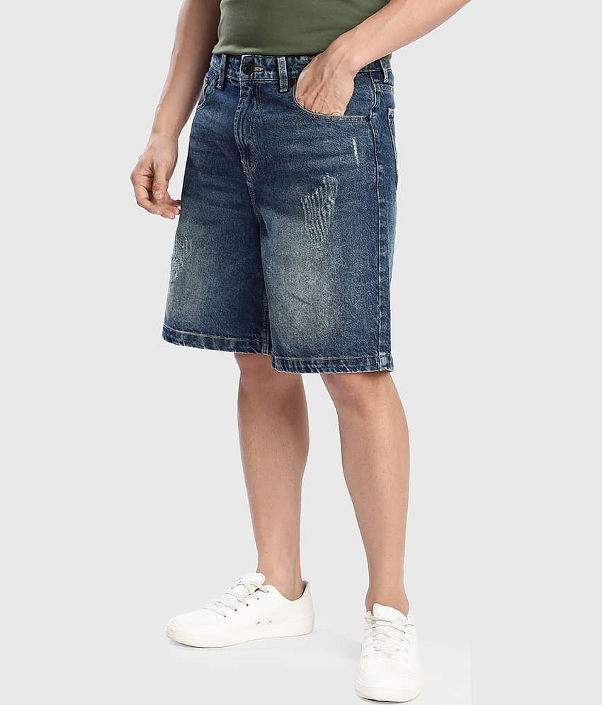 Bene Kleed Navy Blue Cotton Men's Denim Shorts ( Pack of 1 ) view 2