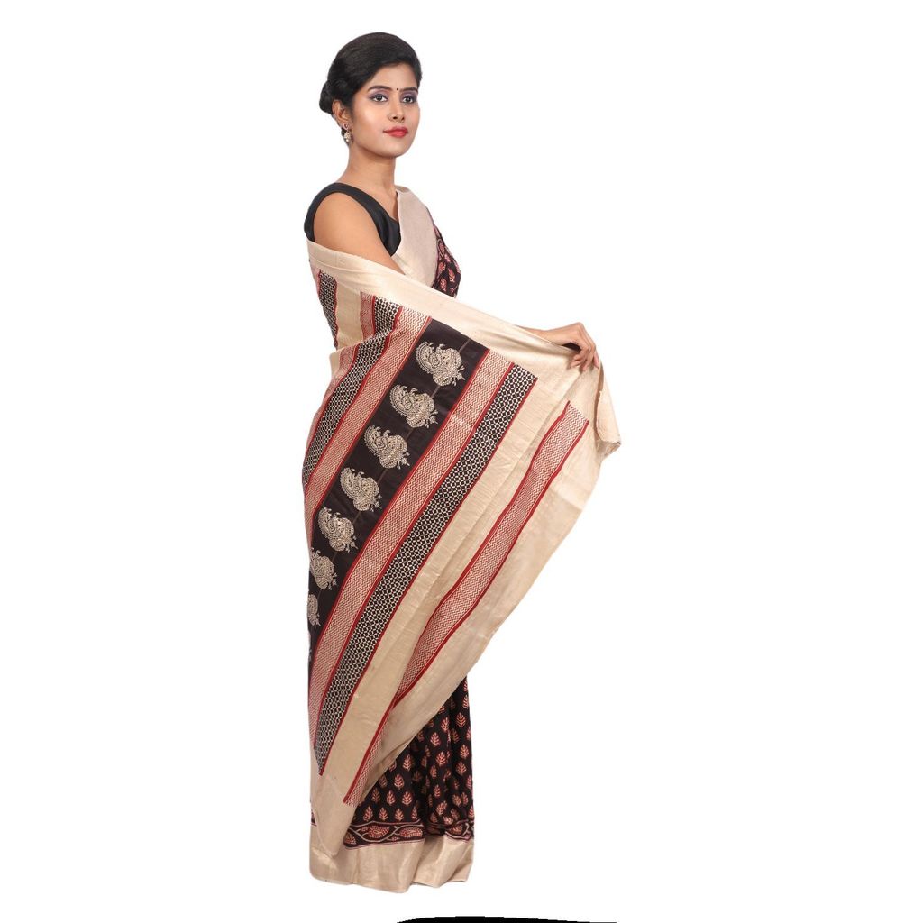 HANDLOOM MULBERRY SILK SAREE WITH BLOUSE (SKU - 3I0104030422 SAREE- 192) view 2