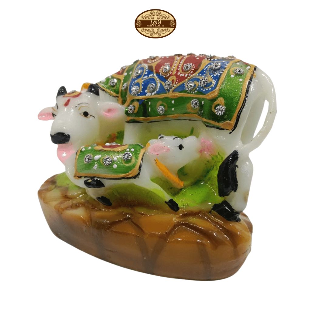 Handcrafted Cow and Calf Marble Statue, 12cm x 8cm x 8.5cm view 2
