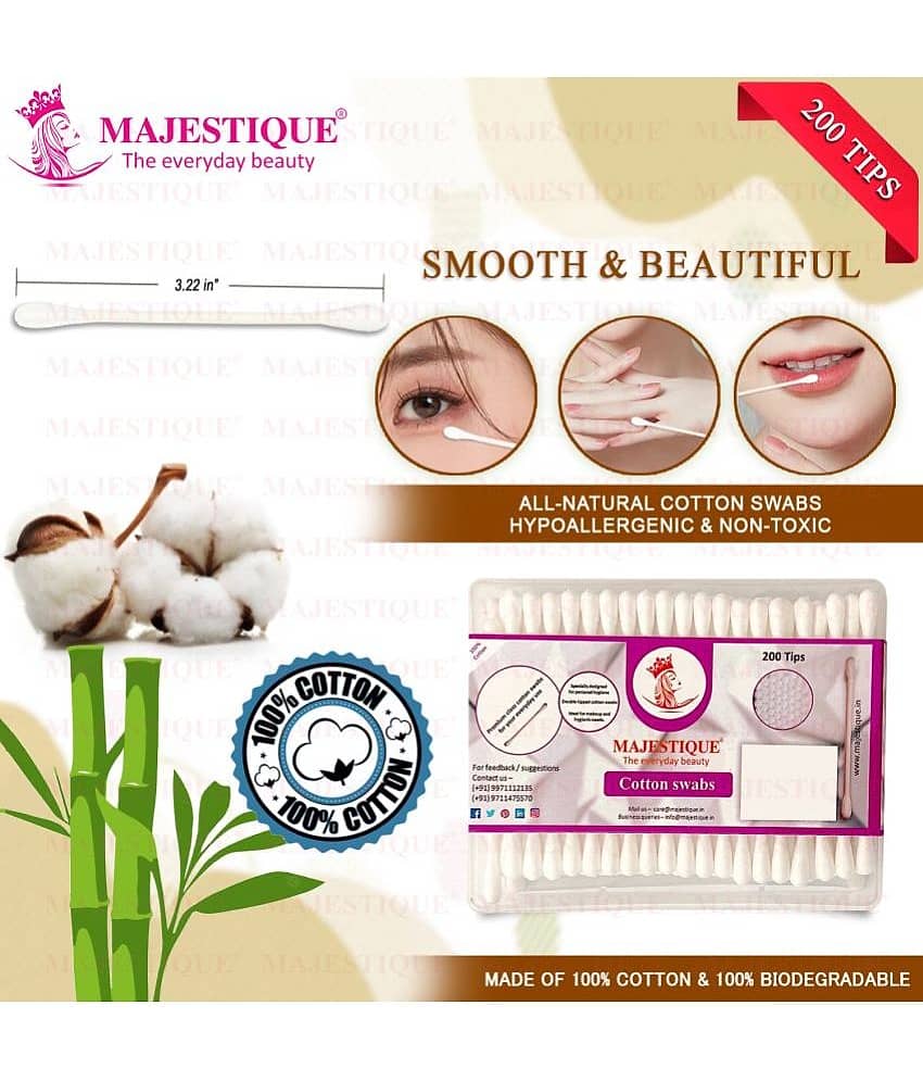 Majestique 100Pcs Paper Cotton Swabs Sticks, Flat Box, Soft Gentle on Face, Ear Cleaning - Pack of 2 view 2