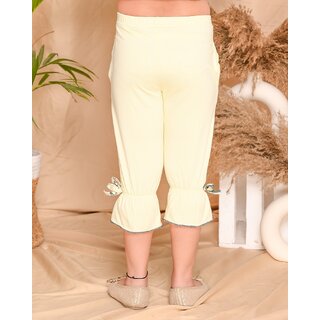 Kids Cave Capri For Girls Casual Solid Cotton Blend (Beige Pack of 1) view 2