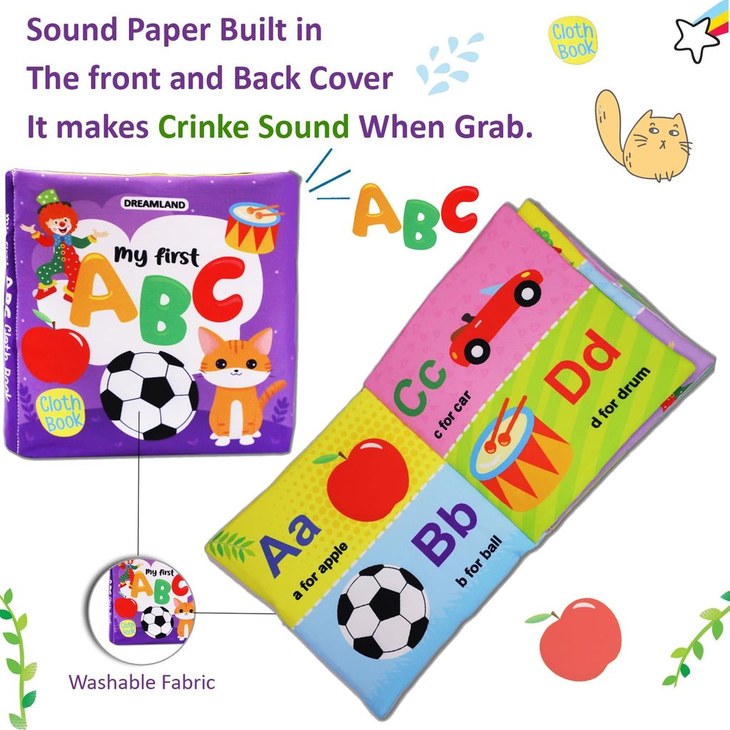 Baby My First Cloth Book ABC with Squeaker and Crinkle Paper, Non-Toxic Early Educational Book for Toddlers, Infants Age 0 -3 Years [Unknown Binding] [Apr 04, 2023] view 2