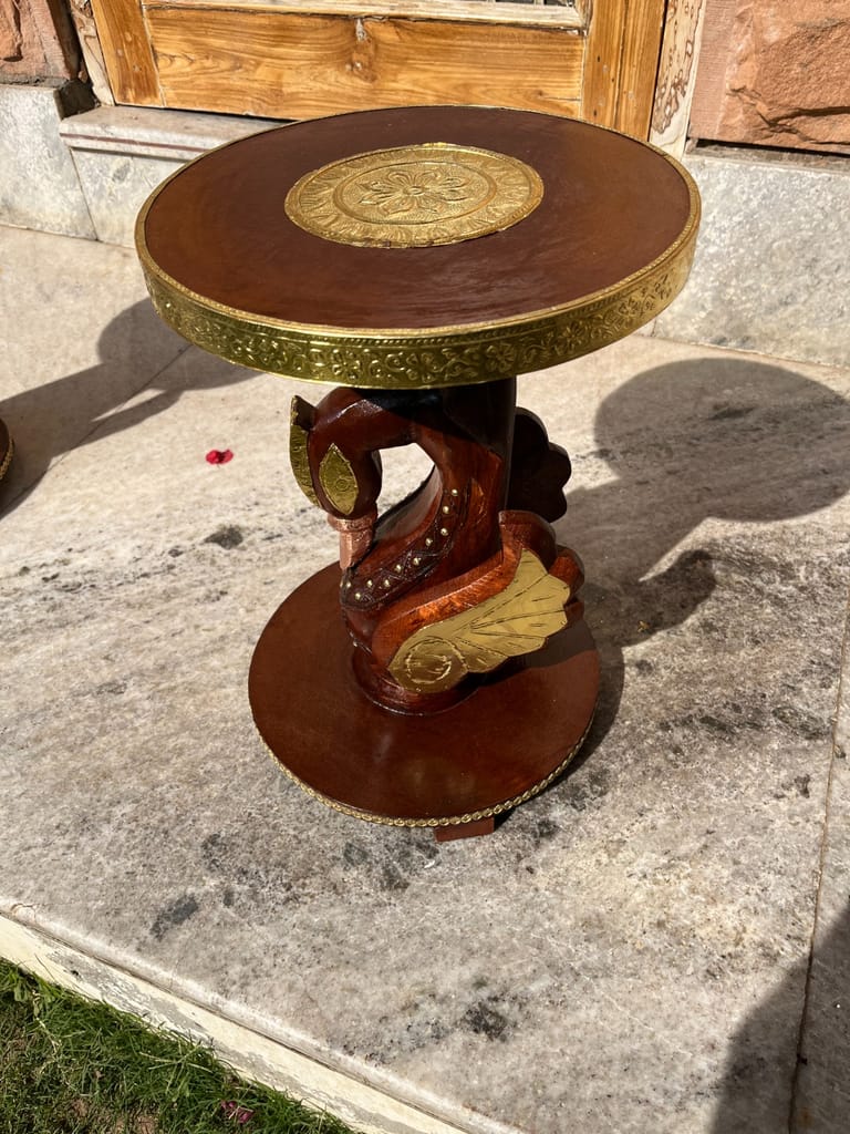 Handicraft Table, Furniture Duck Table Coffee Table Nightstand Table,Bedside Table, Handmade Round Table (Mango Wood) view 2