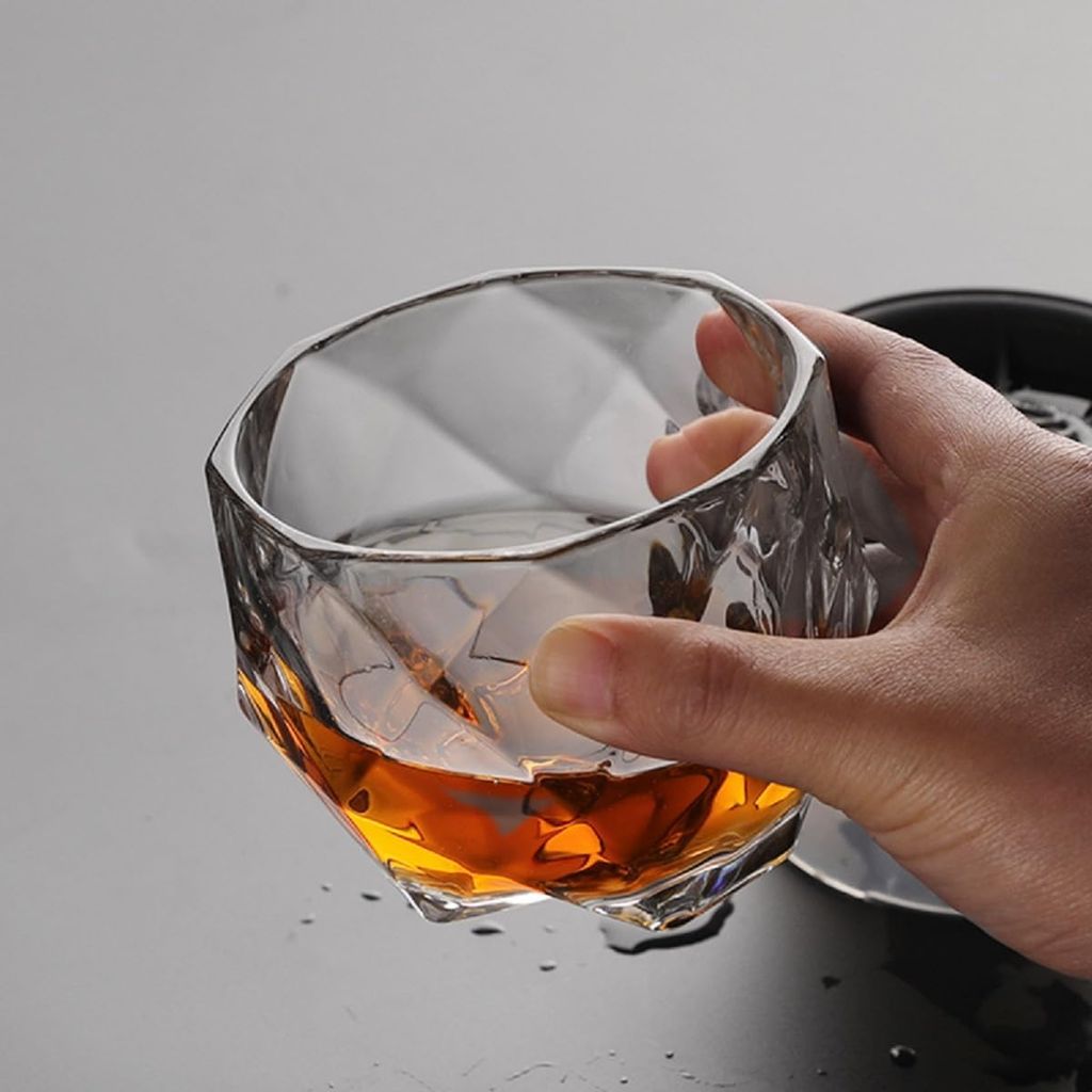 High end Double Rock Old Fashioned Whiskey Glasses, Brandy Glass Cocktail Glasses for Scotch, Wine, Bourbon and Cognac - Kitchen Glassware Parties Cocktails Glass (340 Ml) view 2