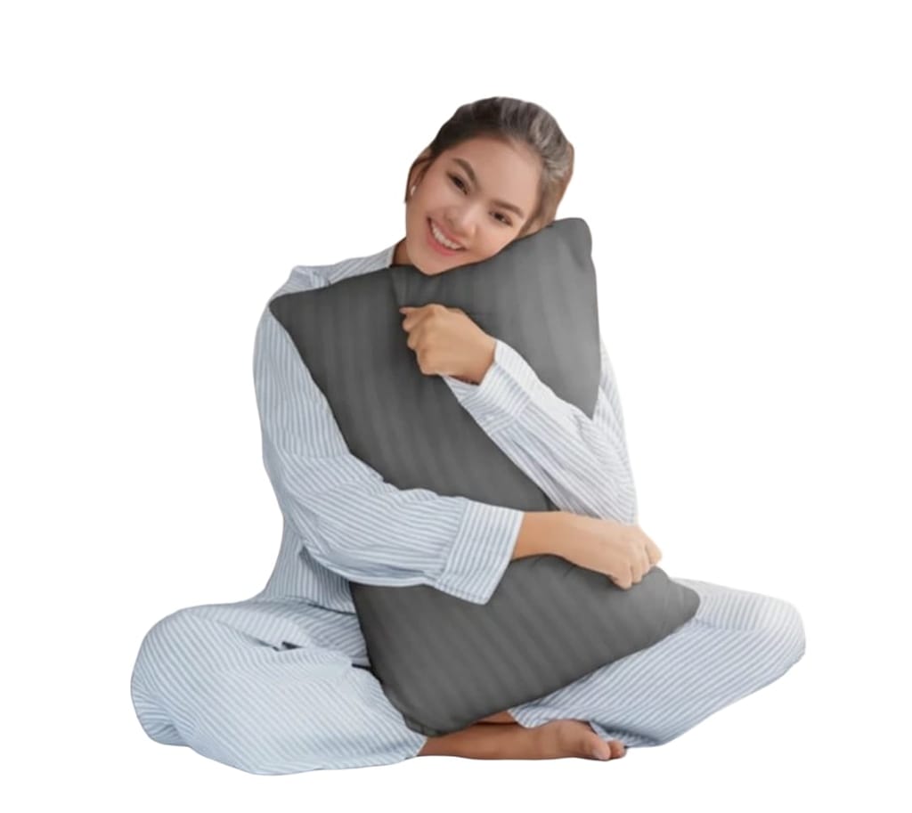 Wellgiver Cotton Striped Bed Pillow - Grey view 2