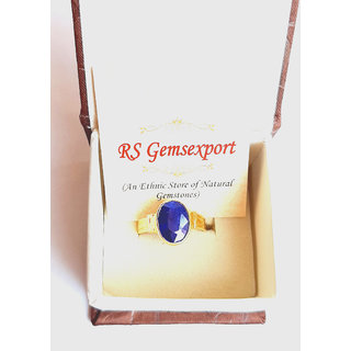 RS GEMSEXPORT Gemstones 5.15 Ratti BLUE SAPPHIRE Gemstone Panchdhatu Ring,NEELAM Birthstone Astrology Ring Brass Sapphir view 2