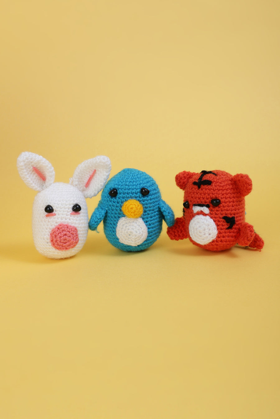 The Original Knit Beginner's Crochet Kit (Set of 3) - Blue, White & Rabbit
