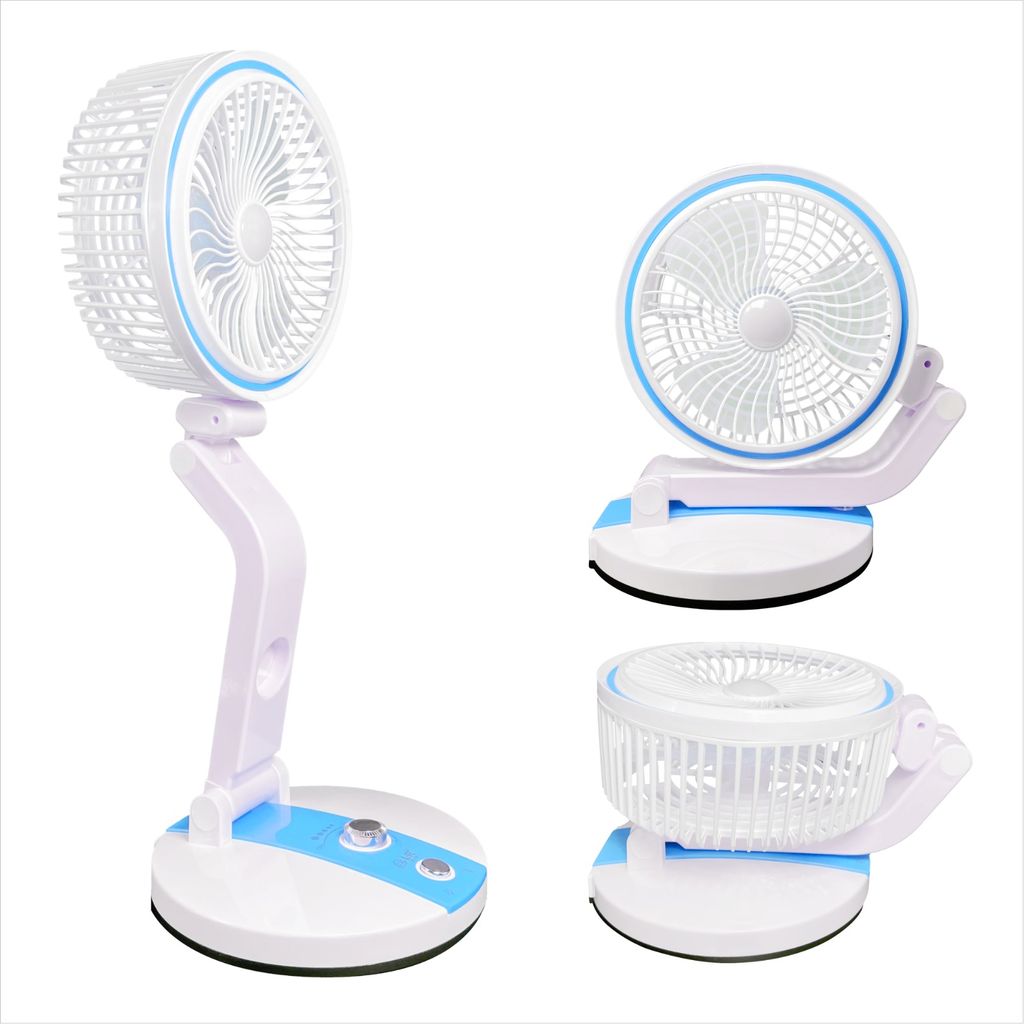 Elina Wireless Portable Folding Fan with LED Light | USB Rechargeable | Quiet Operation | Ideal for both Home & Outdoor Use, Multicolor view 2