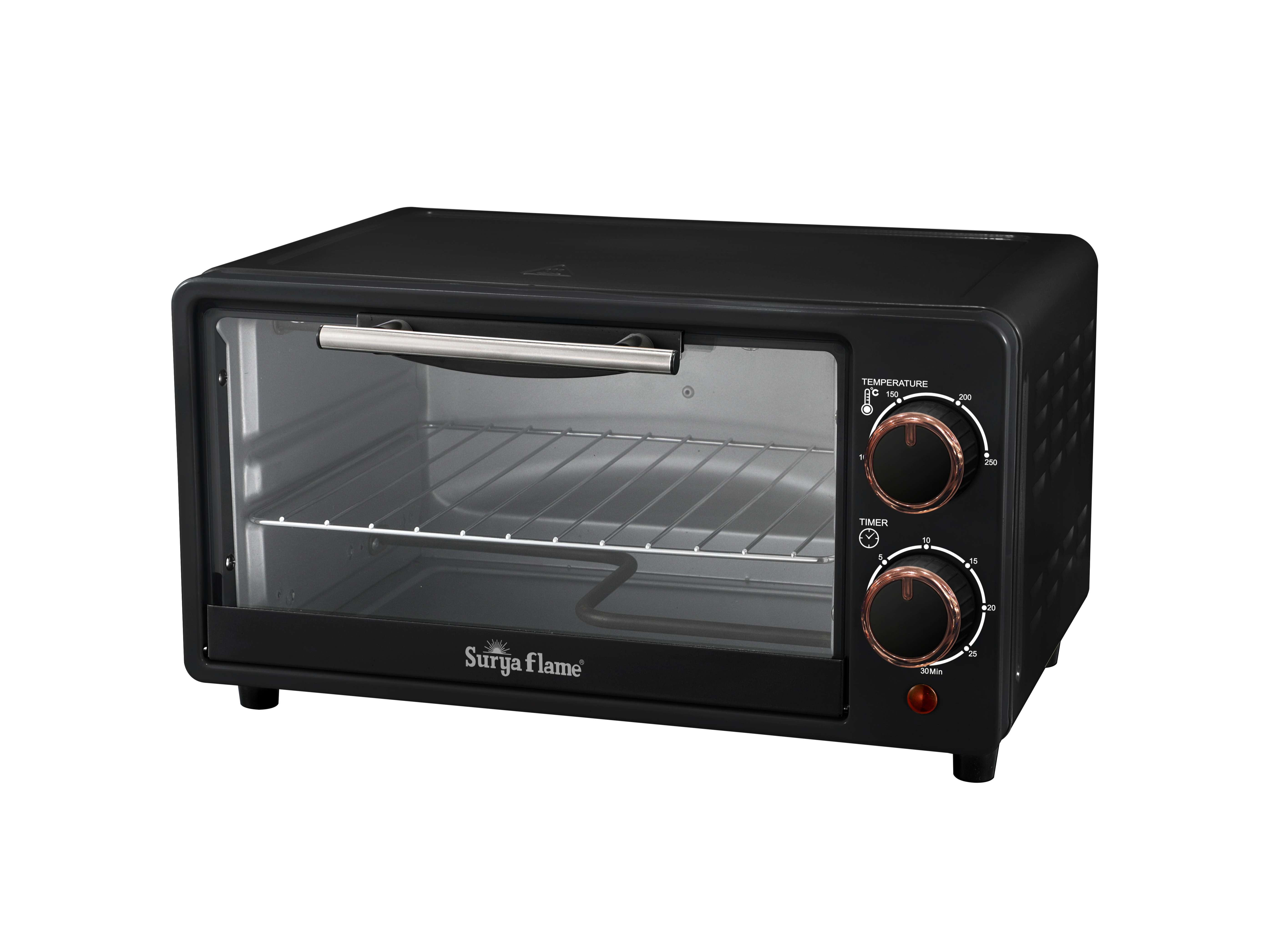 Surya Flame ZOLO 10 Ltr Oven Toaster Griller (OTG) with Rotisserie,Auto-Shut Off, Heat-Resistant Tempered Glass, Multi-Stage Heat Selection, Bake, Grill, Roast, Easy clean - Black