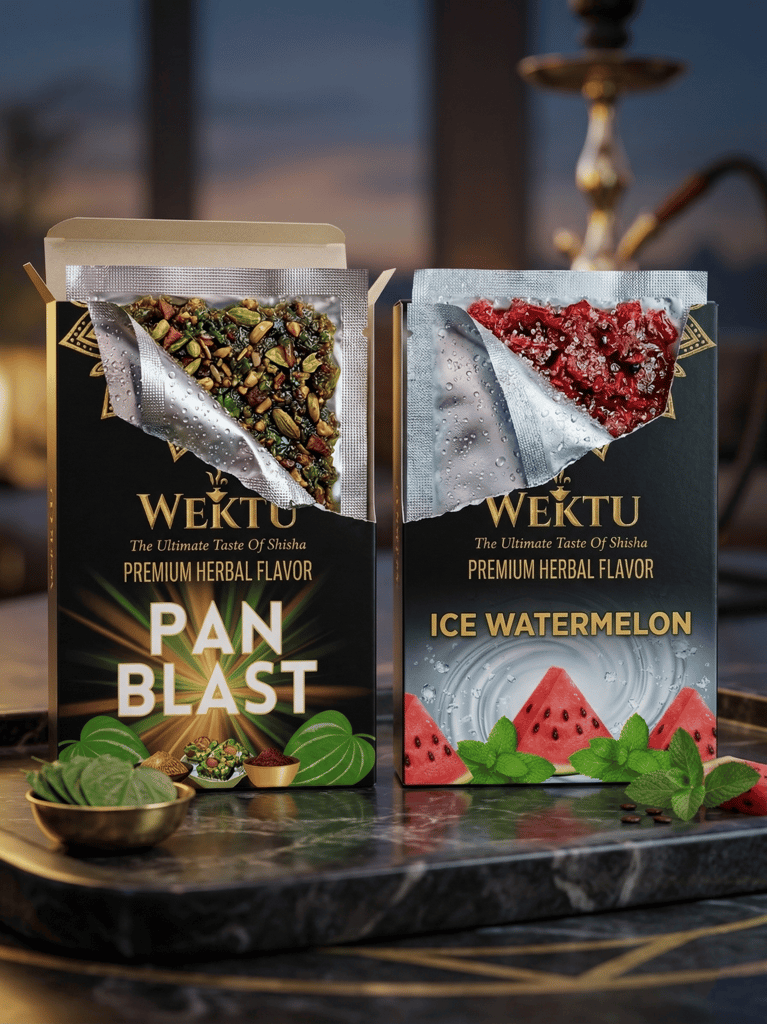 WEKTU Ultimate Tobacco-Free Shisha Experience Hub - Pure Herbal Multi-Flavor Hookah Materials Combo with Long-Lasting Coconut Charcoal & Heat-Shield Foil Pack view 2