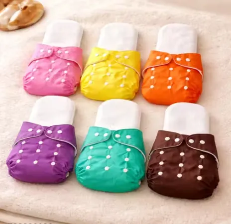 Pack of 6 Washable Baby Diapers with 6 Absorbent Inserts