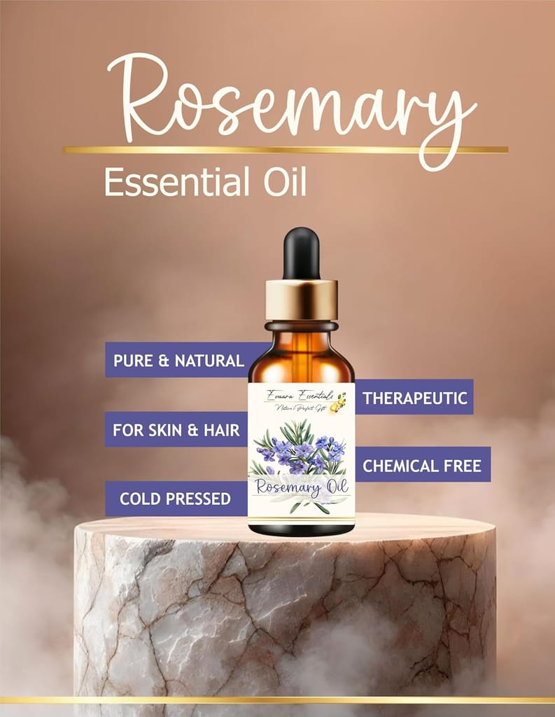 Evaara Essentials | Rosemary Essential Oil, 100% Pure and Natural, 30ml, No Parabens view 2