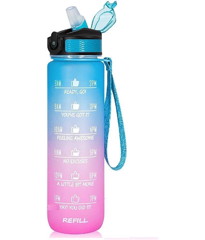 Motivational Fitness Sports Leak proof Water Bottle with Time Marker - Multicolour Water Bottle ( Pack of 1 ) view 2