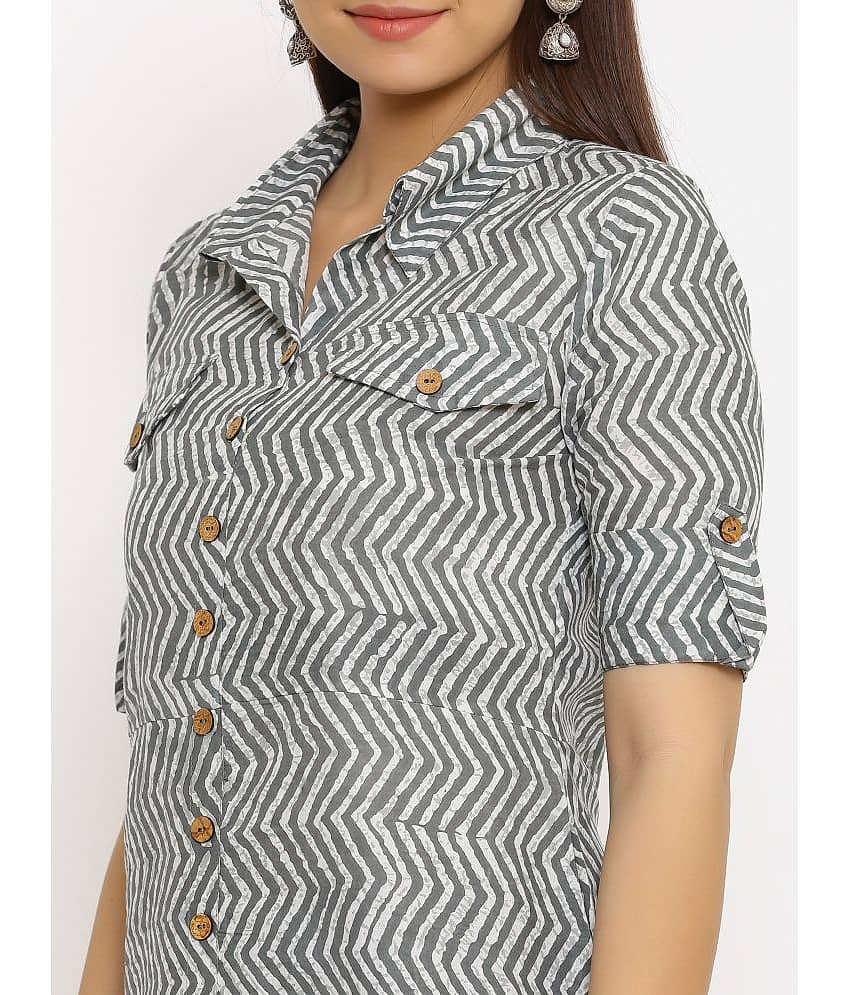 NeshamaKurti - Grey Rayon Women's Front Slit Kurti ( Pack of 1 ) view 2
