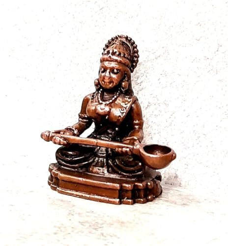 Searchers Paradise - Copper Idols of god Annapoorani, 1.6 inches, Copper Handmade 48 Grams, Patina Antique Finish, Pack of 1 Piece view 2