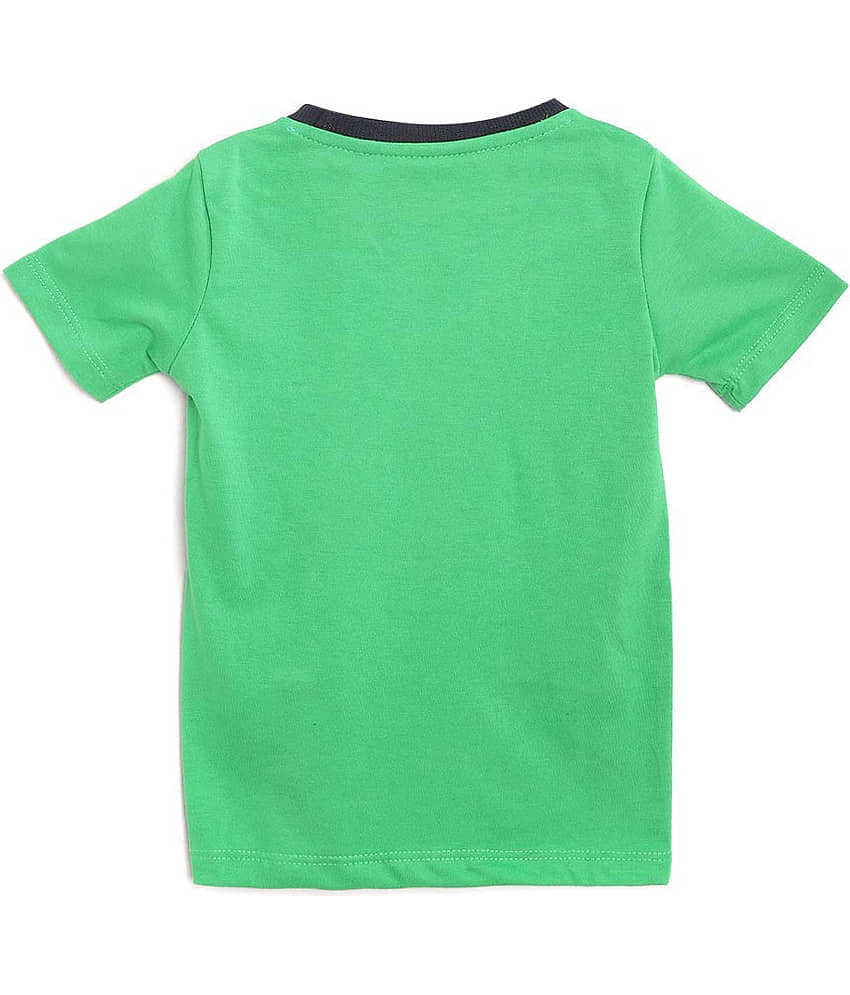 Lazy Shark Pack of 1 Boys Cotton Blend T-Shirt & Shorts Set ( Green ) view 2