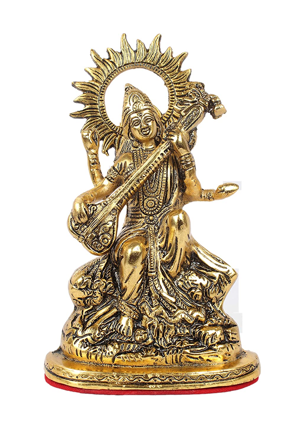 DreamKraft Metal Saraswati Showpiece, Standard, Gold view 2