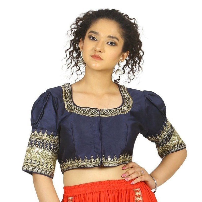 TheHangr Dark Blue Raw Silk Blouse - 32 view 2