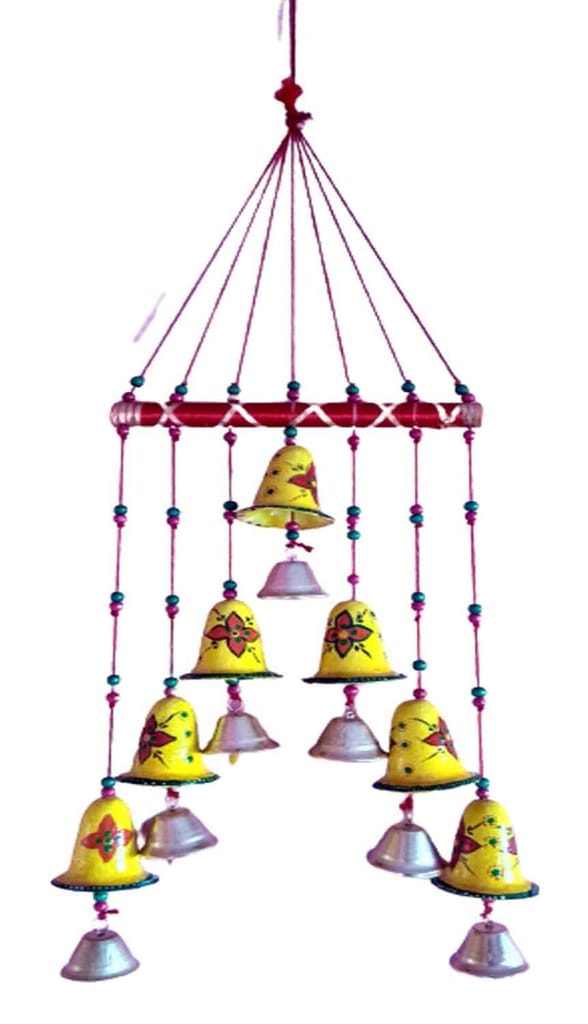 Riddhi Siddhi Handicraft Bell Bamboo Wind Chimes Full Door, Wall Hanging for Home, Temple, Event view 2