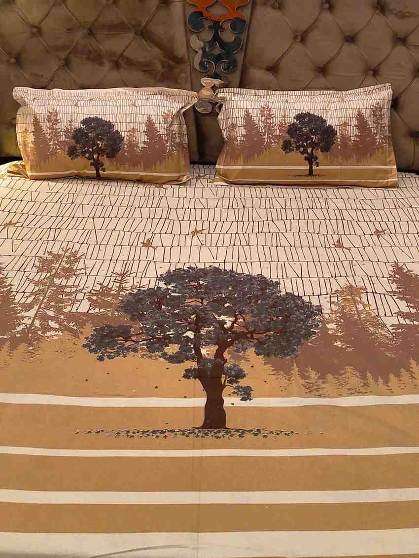 Premium 100 Percent Cotton Double Bed Flat Bedsheet by Shoogloo view 2