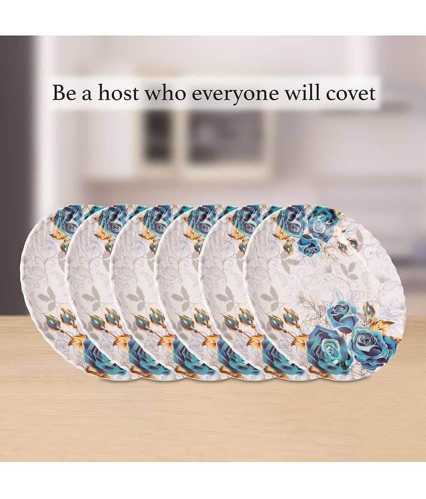 HomePro 6 Pieces Royal Rose Plates Blue Melamine Dinner Set ( Pack of 6 ) view 2