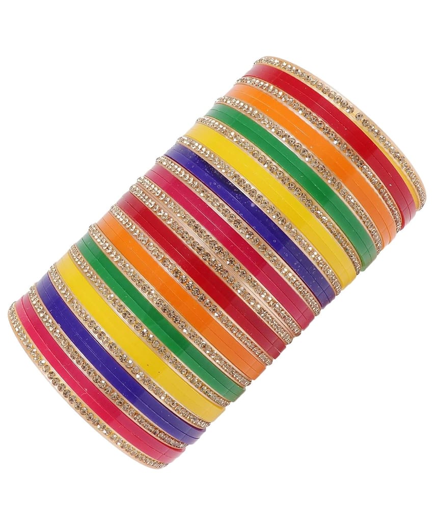 NMII Acrylic (Plastic) with Zircon Gemstone Studded worked Glossy Finished Bangle Set For Women and Girls view 2