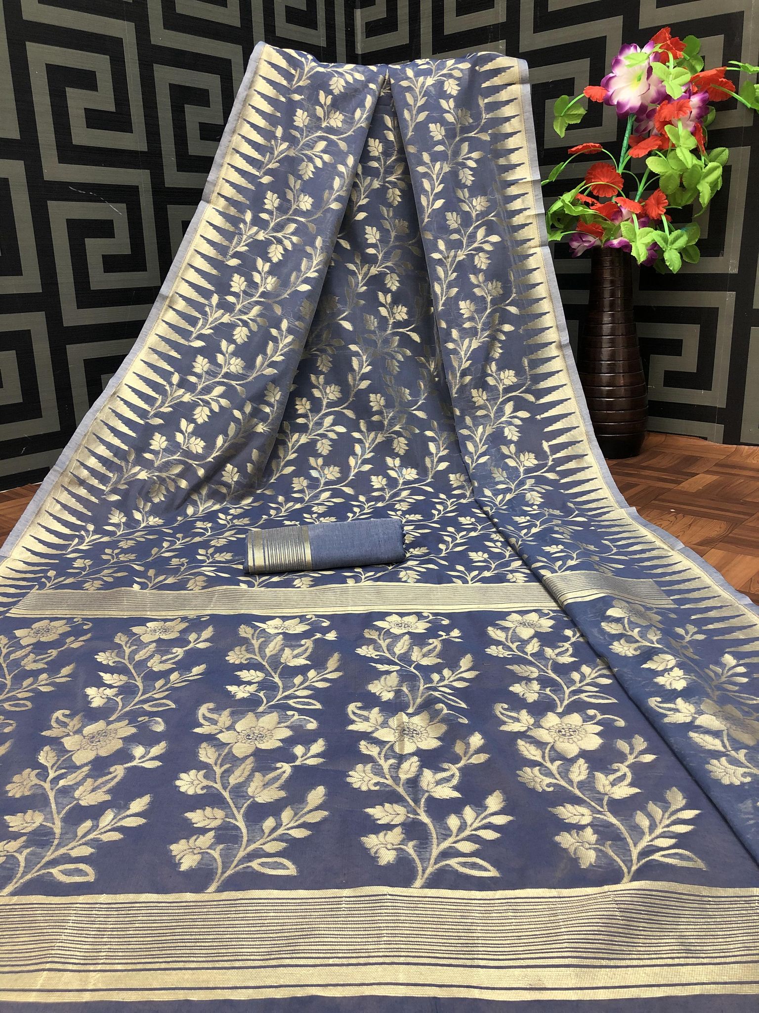 Jamdani Spun Cotton Saree view 2