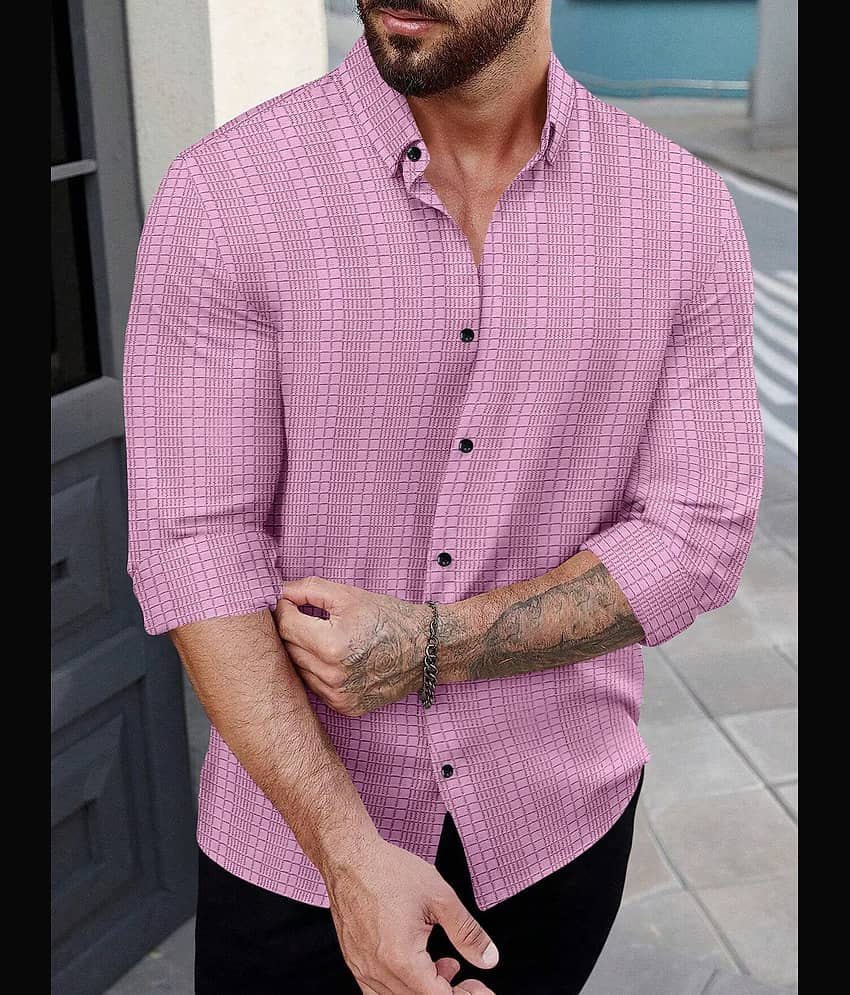 Nofilter Poly Cotton Regular Fit Self Design Full Sleeves Men's Casual Shirt - Grey ( Pack of 1 ) view 2