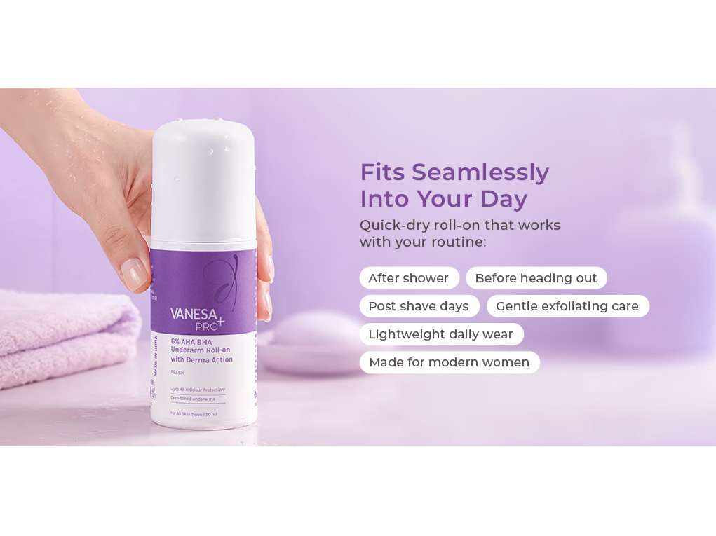 Vanesa Body Roll-On Fresh 6% AHA BHA Derma Action Underarm Care - 50ml