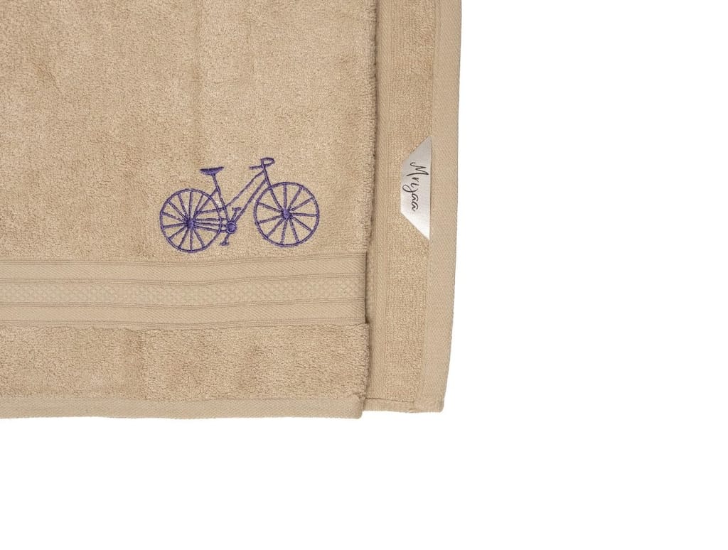 Mrijaa Luxury Bamboo Bath Towel Set, Beige, 600 GSM, Vintage Pedals, 3 Pieces Set (Bath Towel-70x150 cm, Hand Towel-40x60 cm, Face Towel-30x30 cm) view 2