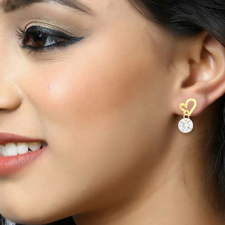 Vighnaharta Valentine Gift CZ Gold Plated alloy Drop Earring for Women and Girls view 2
