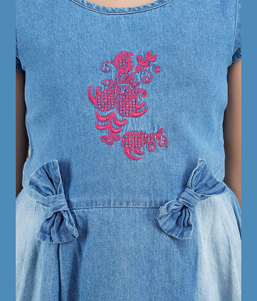 Being Naughty Denim Frock For Girls ( Pack of 1 , Blue ) view 2