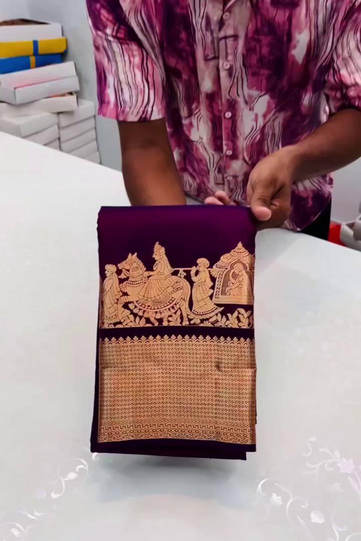 Purple Lichi Silk Saree view 2
