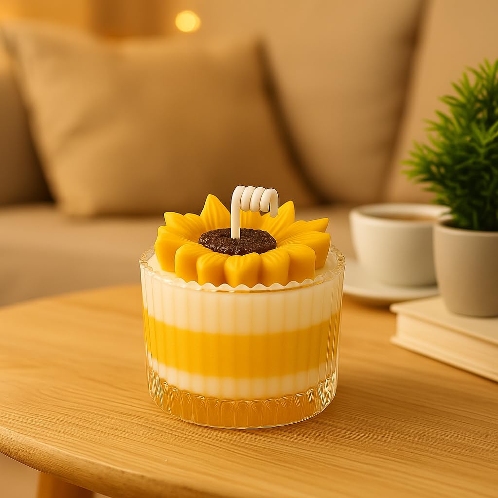 Premium Sunflower Scented Candle | 100% Natural Soy Wax | Long-Lasting Aromatherapy Candle in Glass Jar | Non-Toxic & Hand-Poured | Ideal Gift for Diwali, Weddings, Christmas, Valentine’s & Birthdays view 2