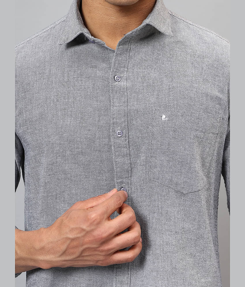 plounge Cotton Blend Regular Fit Full Sleeves Men's Formal Shirt - Grey ( Pack of 1 ) view 2