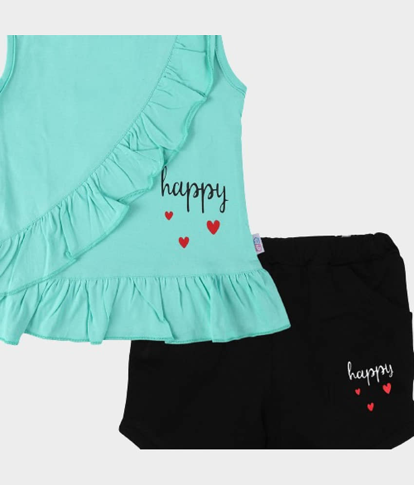 CATCUB Pack of 1 Girls Cotton Top With Shorts ( Green ) view 2