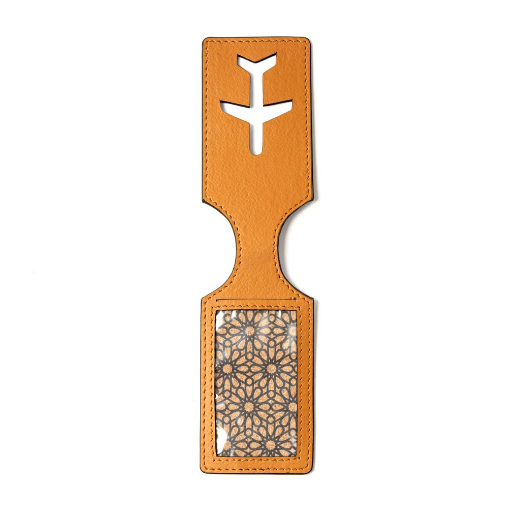 Airplane Vegan Leather Travel Tag - Tan Matt view 2