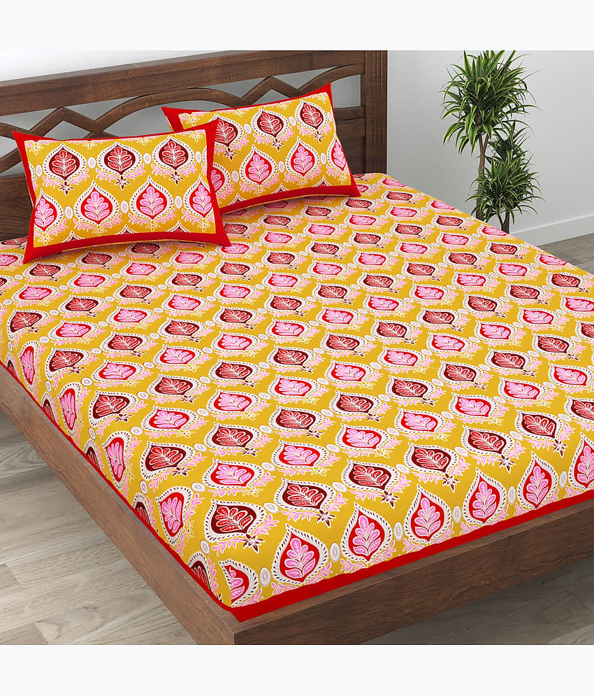 Cosito Cotton 1 Double Bedsheet with 2 Pillow Covers ( Multicolor ) view 2