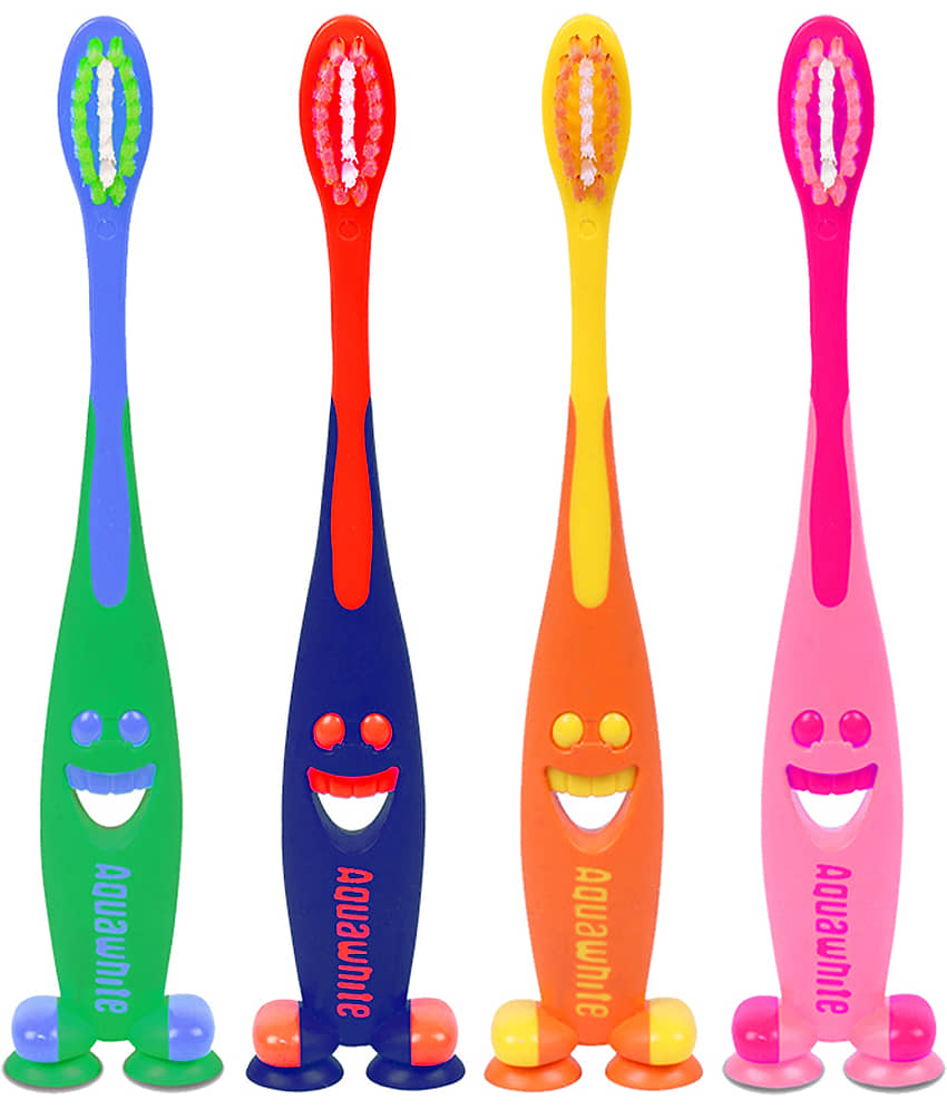 aquawhite Junior Smiley Soft Toothbrush Toothbrush Pack of 4
