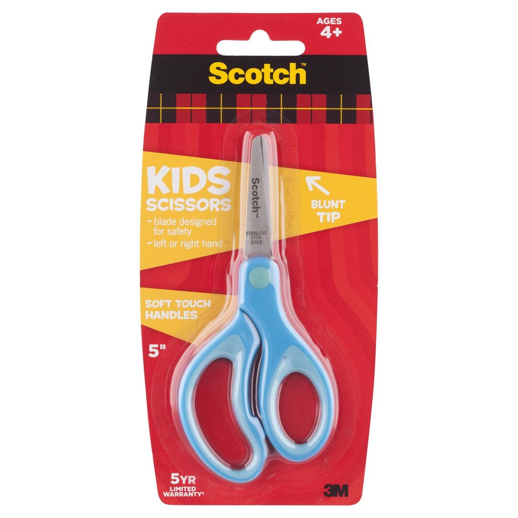 3M Scotch 5" Stainless Steel Kid Safe Scissors | Blunt Tip | Soft Grip | Left and right hand | 5 YR Limited Warranty