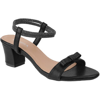 Lazera Black Block Heel Sandals for Women Transparent Strap Festive Mules view 2