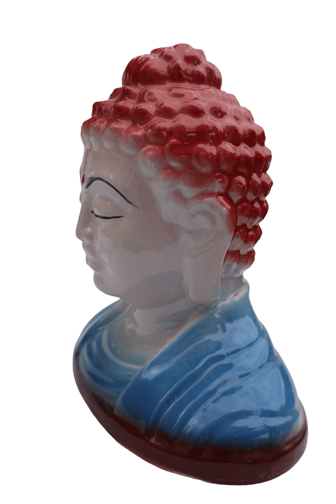 Serene Ceramic Buddha Head Bust Statue for Home Decor view 2