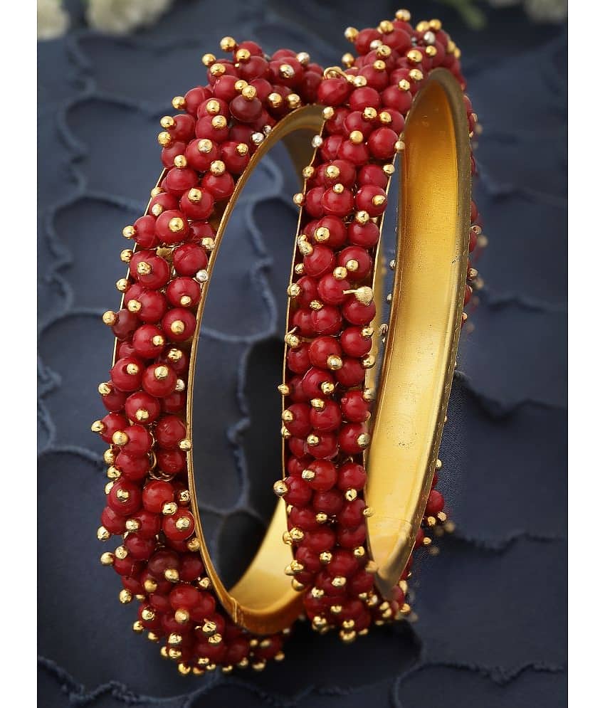 Sukkhi Maroon Bangle Set ( Pack of 2 ) view 2