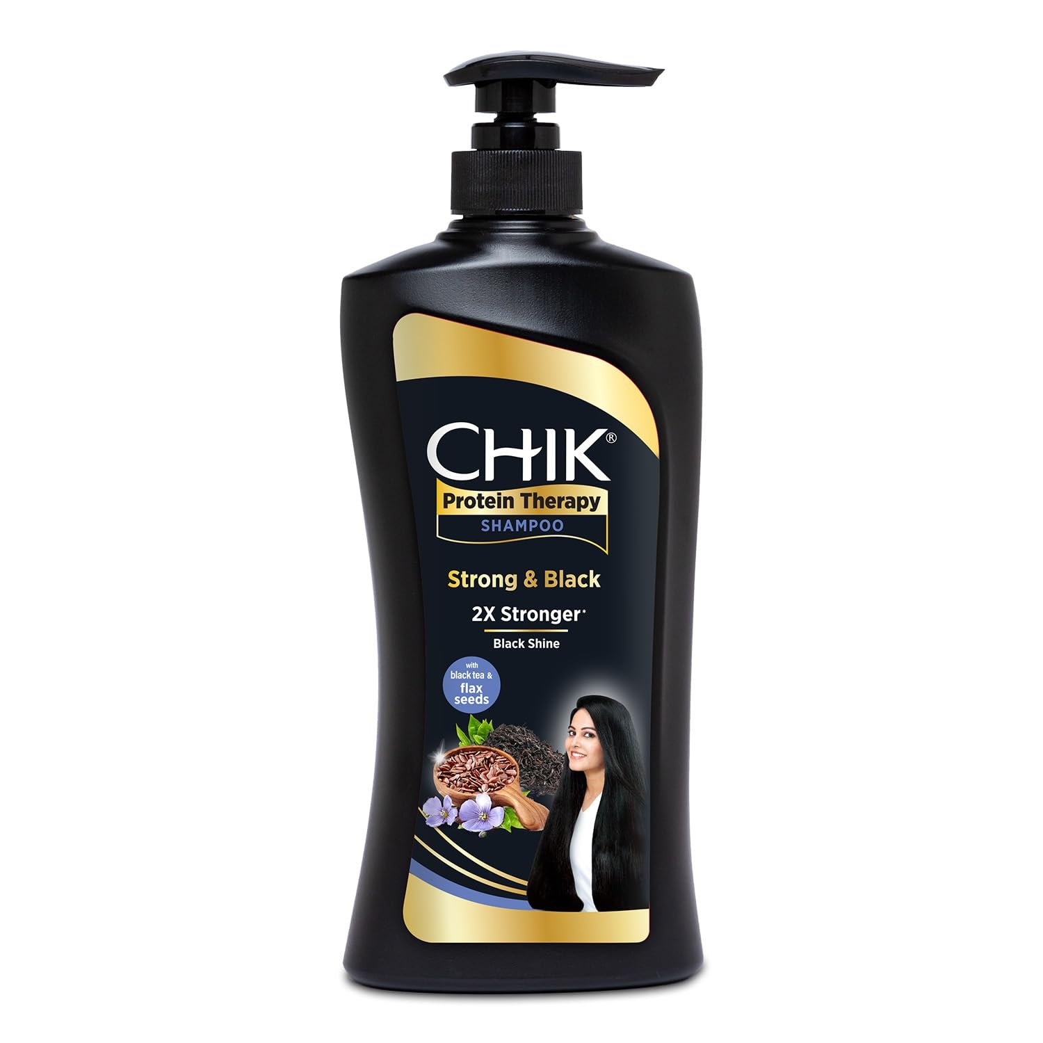 Chik Protein Therapy Shampoo, For 2X Stronger & Black Hair, With the Goodness Of Flax Seeds & Black Tea - 1 Litre