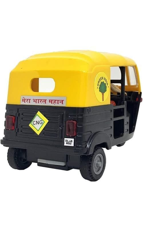 Pull Back Plastic Auto Rickshaw Toy | Mini Auto Vehicle Perfect for Kids Fun (Pack of 1, Multicolor) view 2