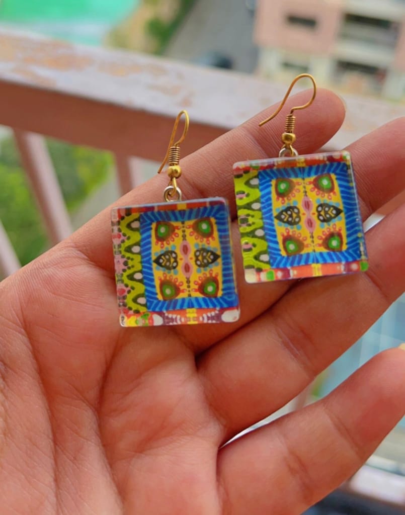 Ethnic-Weaves glass Earrings view 2