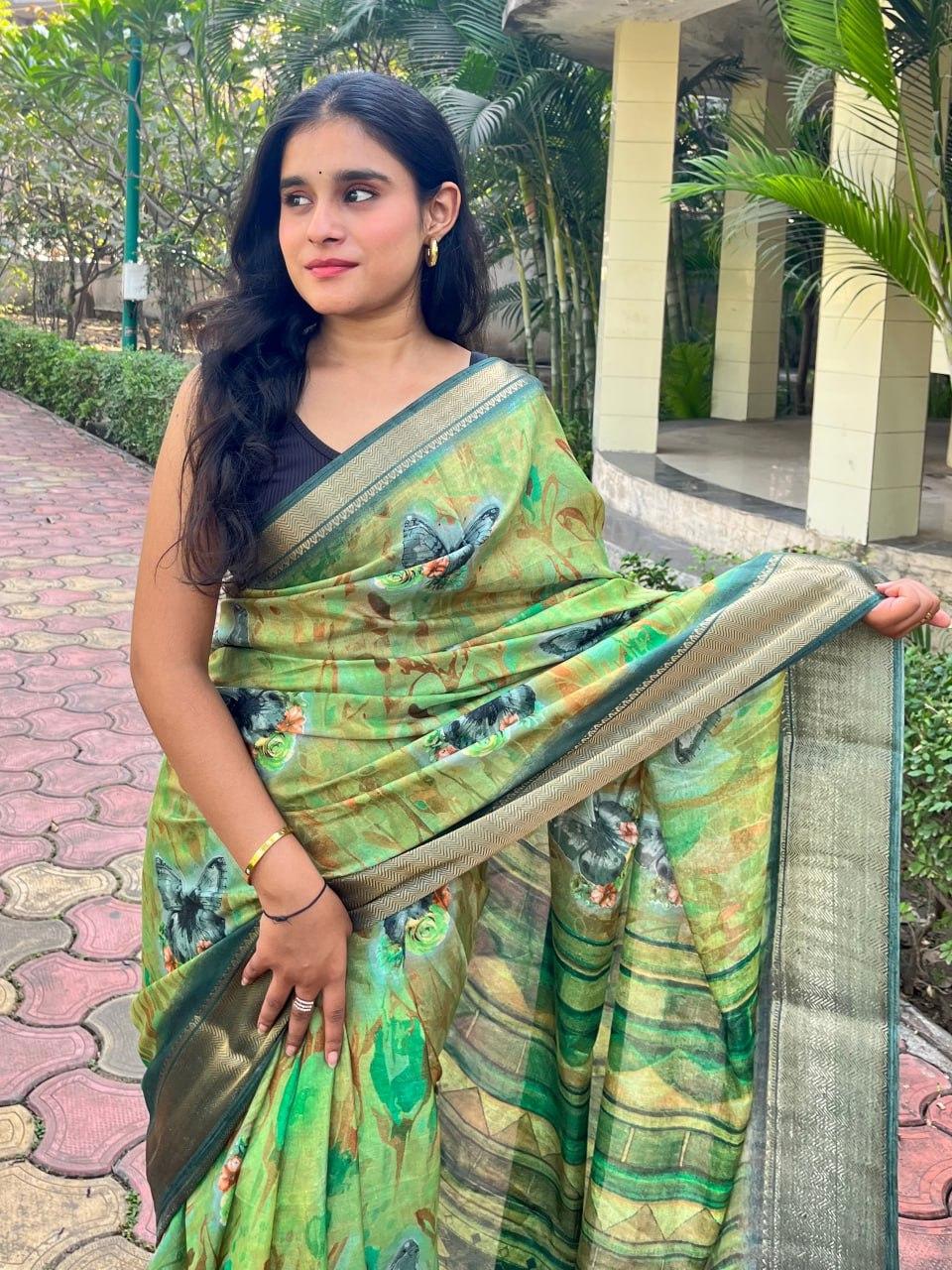 Digital Print Dola Silk Saree view 2