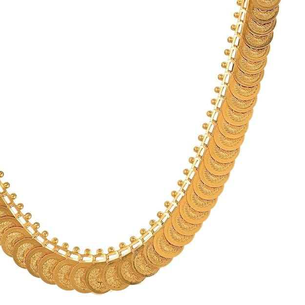 Traditional Gold-Plated Kasu Mala Long Coin Necklace for Women view 2